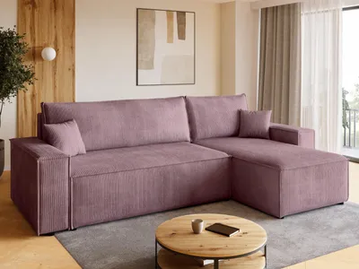 Produktbild von BroMARKT Ecksofa ADI Schlaffunktion Bettkasten L-Form 125x200 cm Puderrosa