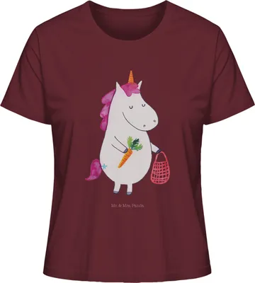 Produktbild von Mr. & Mrs. Panda Oberteil Damen Einhorn Gemüse Größe XL - Burgundy - Geschenk, Unicorn, Basic Shirt, Einhörner, T-Shirt, Biomarkt, Wochenmarkt, Frauen
