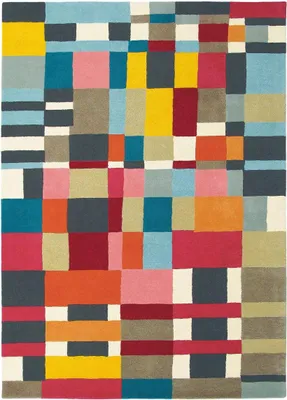 Produktbild von Wohn- und Schlafzimmerteppich aus Wolle mit geometrischem Muster DOMINO