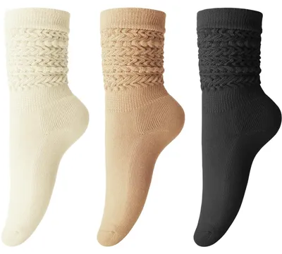 Produktbild von Damensocken Schlupfsocken Kniestrümpfe - Gestrickt - Dicke Baumwolle - 3 Paar