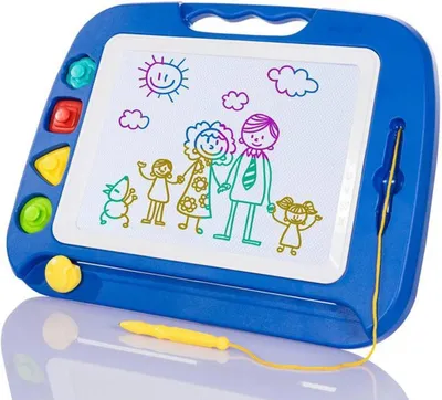 Obrázok produktu pre Veľká modrá magnetická tabuľa Azomor s pečiatkami a bezpečnými okrajmi pre deti