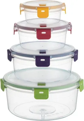 Productafbeelding van Unyqoos® Vershoudboxen, 4-delig (3 liter) – transparante voedselcontainers, stapelbaar en inklapbaar, BPA-vrij met luchtdichte clipsluiting