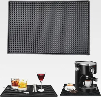 Produktbild von Tampermatte, Kaffee Matte, Gummi Barmatte, Rutschfestes, Hitzebeständiges, Abtropfmatte Geschirr für Café, Bar, Küche, Restaurants, Schwarz, 30 x 20 cm
