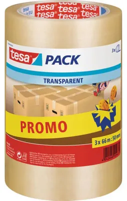 Obrázok produktu pre Transparentná Pakovacia Lepidlová Lenta 66M/50Mm 2+1 Tesa