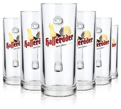 Produktbild von 6x Hasseröder Bierglas Bierseidel Gläser Humpen 0,5l Krug Reno