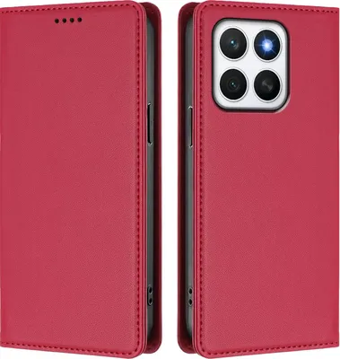 Image de Étui en cuir pour Honor X8C, étui à rabat magnétique en cuirPolyuréthaneavec support, rouge