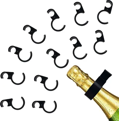 Sektflaschenclip Fontänenhalterung (ohne Fontäne) 12 Stück schwarz Universalhalterung für Flaschen Einsatz in Diskotheken Bars Restaurants Geburtstag Party-Zubehör Hochzeit