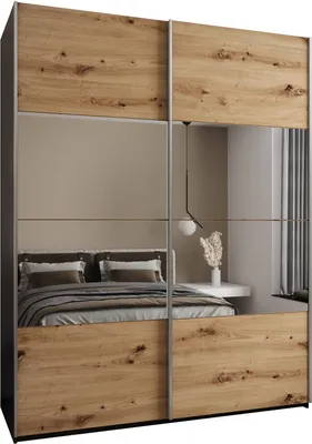 Produktbild von MEBLE KRYSPOL LUX 4 Schrank - 245,5x200x64cm - Schwarz, Artisan, Silber