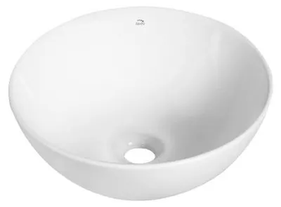 Produktbild von Rundes Aufsatzwaschbecken aus Keramik, Weiß, 32,5 cm, für Badezimmer