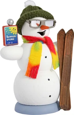 Produktbild von Drechslerei Kuhnert - Räucherfigur - Schneemann Apre´s Ski - Größe ca. 13cm - für Räucherkerzen Größe M (Standard)