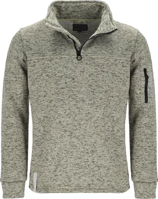 Produktbild von Baumfuchs Herren Troyer Strickfleece unifarben - Pullover mit Troyer-Kragen und Ärmeltasche in Oliv Größe XXL
