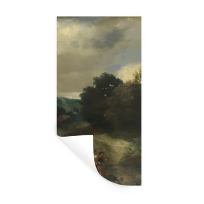 Produktbild von MuchoWow® Wandtattoo Wandsticker Wandaufkleber Eine Landschaft mit Tobias und dem Engel - Gemälde von Jan Lievens 20x40 cm Selbstklebend und Repositionierbar - Selbstklebend - Fototapeten