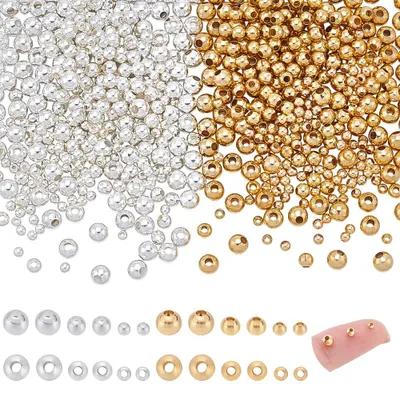 Messingperlen 600 Stück 2/3/4 mm gold/silber für DIY-Schmuck