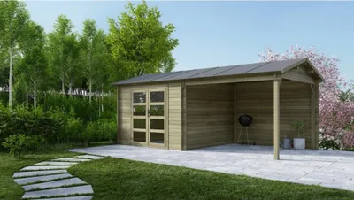 Produktbild von Gartenhaus, Gerätehaus 17.4m2 - 5.79x3m - 28mm - Imprägniert