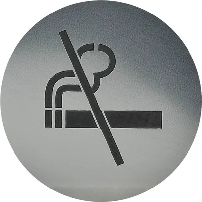 Obrázok produktu pre Značka NO SMOKING, priemer 60 mm, plastový efekt z nehrdzavejúcej ocele