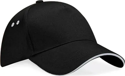 Image de Beechfield B15C | Ultimate 5 Panel Cap - Sandwich Peak / Casquette / Bonnet / Chapeau - Couleur : Black/Light Grey - Taille : One Size