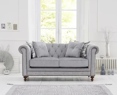 Produktbild von Chesterfield Sofa Couch Polster Stoff Leder Couchen  Polster Garnitur 2 Sitzers