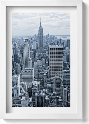 Produktbild von Blick auf New York– Wandbild mit Rahmen – Gerahmtes Bild  – Wanddekoration – 20x30 cm – Weiß