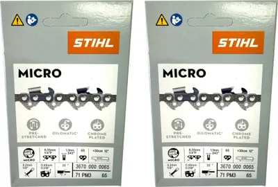 Produktbild von Stihl 2x 1/4" Picco Micro 3 (PM3) Sägekette 30 cm 1/4" P 1,1 mm 65 TG 2 Stück ( 2x 36700000065 )
