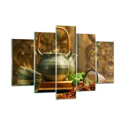 Produktbild von Bilder auf glas - Tee Kräuter Tassen Tradition - 150x100cm - Glasbilder - Wandbilder - Kunstdruck - zum Aufhängen bereit - Wanddekoration aus Glas - Glas Bilder - Wandbild auf Glas - GEA150x100-2628