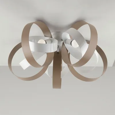 Produktbild von Moderne Deckenleuchte 5 Lichter Kreise Eisen Weiß und Taubengrau Bolla Serie