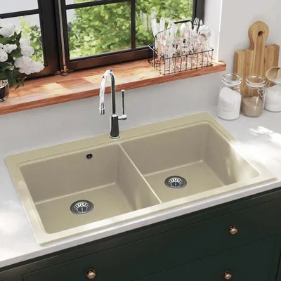 Produktbild von Vidaxl Sink Double Bins Granit Beige