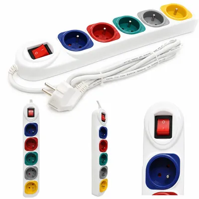 Immagine prodotto di KRAFT&DELE Cavo di prolunga 5 m, 5 prese colorate KD4010