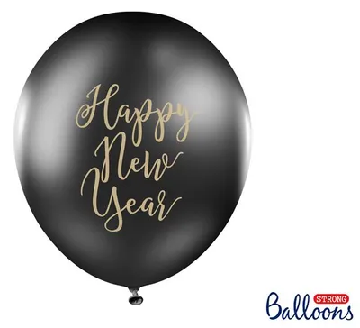 Produktbild von 6 Stk. Luftballon Ø30cm "Happy New Year" | Schwarz