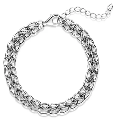 Obrázok produktu pre MATERIA, dámsky náramok, striebro 925, dvojitý pancierový reťaz, 6 mm, 14,1 g, rhodiovaný, nastaviteľná dĺžka 18-23 cm, vrátane krabičky. #SA-28