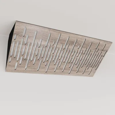 Produktbild von 2er-Pack – Schmale akustische Eck-Bassfalle mit Samtstoff | 23x50x10 cm |Reflexion - Schalldämmung | [WAVE (Horizont) - Sonoma |Weiß]