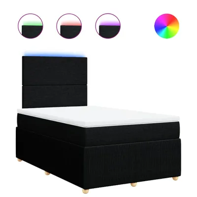 Image de vidaXL Lit boxspring avec matelas noir 120x190 cm Tissu