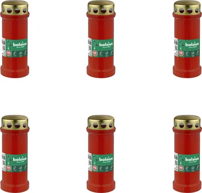 Produktbild von Bolsius - Gedenklicht - Mit Deckel - Rot - 70 Brennstunden - Vorteilspack - 6 Stücke