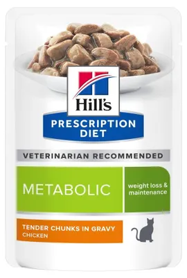 Produktbild von PATEE CHAT ADULT - Diätfutter für ausgewachsene Katzen, verschreibungspflichtig, zur Unterstützung des Stoffwechsels, mit Hühnerfleisch (Portionstüte) - HILL'S