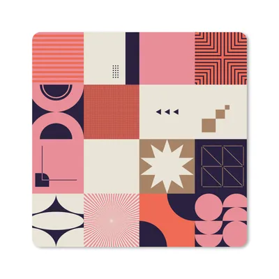 Produktbild von MuchoWow® Mauspad Mousepad Formen - Vintage - Geometrie - Muster 30x30 cm - Mousepads - Maus Mat - Pad - Mausunterlage - Gaming