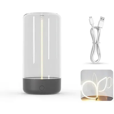 Produktbild von LED Tischlampe kabellos, Touch, Filament, warmweiße Lichtfarbe, USB-C Aufladung, Nachttischlampe, Leselampe, LED Lampe, Tischleuchte, Akku Lampe
