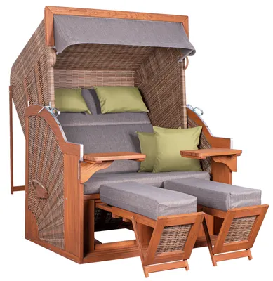 Produktbild von deVries Strandkorb PURE® COMFORT XL PE griseum Des. 490 135 x 92 x 165 cm