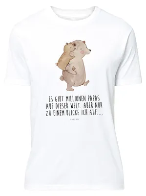 Produktbild von Mr. & Mrs. Panda S T-Shirt Papa Bär - Weiß - Geschenk, Muttertag, Jersey-Shirt, Vatertag, Shirt, oberteil, Tshirt, Geburtstag