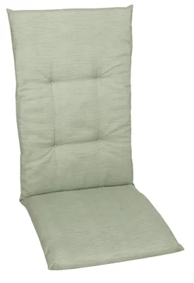 A light green chair cushion is shown against a white background.