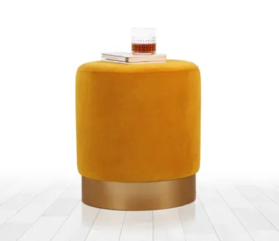 Image de Hanah Home, Memfis- FLF1268, moutarde, poufs classiques, 100 % velours
