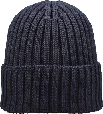 Produktbild von tomBrook Uni Strickmütze mit Umschlag aus Schurwolle mit Innen-Fleece-Fütterung - Wollmütze Wintermütze für Sie und Ihn in Marine