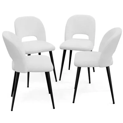 Produktbild von Esszimmerstühle 4er Set Esszimmerstuhl Samt Küchenstühle Weiß
