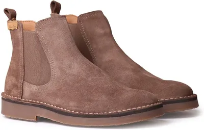 Productafbeelding van Taupe enkellaarsjes van suède voor vrouwen met elastische zijkanten