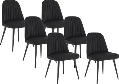 Produktbild von Satz von 6 Stühlen aus Velours und Metall - Schwarz - ELEANA