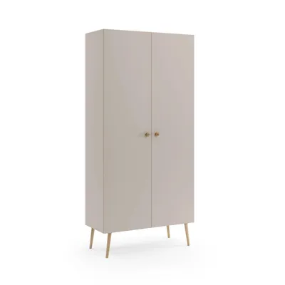 Image de NATURA Armoire 87cm 5 Étagères Gris Cachemire Boho Pieds Hêtre Massif Soft-Close