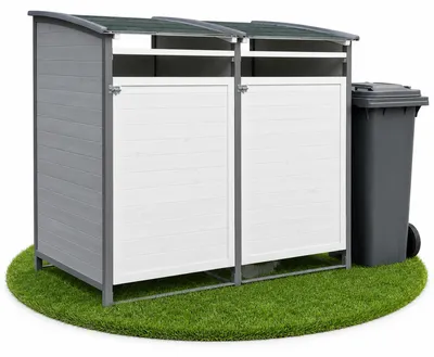 Produktbild von Mülltonnenverkleidung 120 L aus Fichtenholz 140×85×127 cm mit Zinkblech-Deckel
