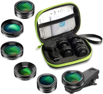 Image de Apexel Kit de lentilles pour téléphone portable 6 en 1 pour smartphones iPhone Samsung