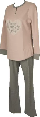 Produktbild von Damen Schlafanzug RAGNO Henley Neck Langarm Winter lange Hose Milan Point Artikel DB96N1 ECO P MILANO, Taglia 46, Cotone 45%,Poliestere 55%