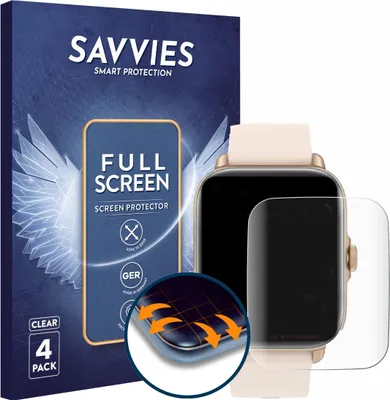 Produktbild von 4x Savvies Fullscreen Schutzfolie für Akokie Smartwatch 1.7" Displayschutz Folie Fullcover Klar Transparent