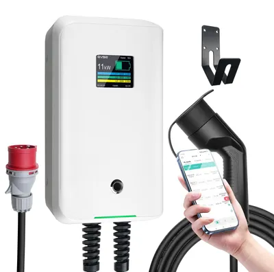 Image de Borne de recharge intelligente - 11 kW, Type 2 - Triphasé 380V - Câble de 7,5 mètres - Pour véhicules électriques