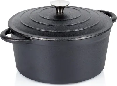 Obrázok produktu pre Vilde | Panvica - s pokrievkou - čierna - 3,9 l - liatina - žiaruvzdorná